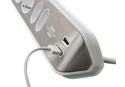 Stekkerdoos Brennenstuhl bureau Estilo 4 voudig inclusief 2 USB 2 meter wit/zilver