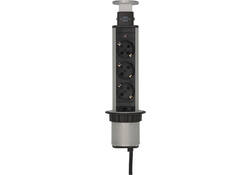 Stekkerdoos Brennenstuhl toren 3 voudig 2 meter zwart/zilver