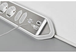 Stekkerdoos Brennenstuhl bureau Estilo 6 voudig inclusief 2 USB 200cm wit/zilver