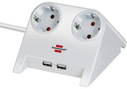 Stekkerdoos Brennenstuhl bureau 2 voudig inclusief 2 USB 1.8m wit
