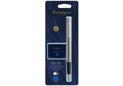 Vulpen Waterman Allure chrome fijn + inktpatronen blauw
