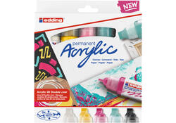 Acrylmarker edding e-5400 3D double liner medium basis assorti set à 5 stuks