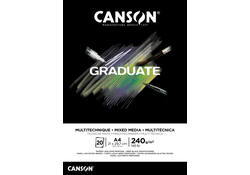 Tekenblok Canson Graduate Mixed Media black paper A4 20vel 240gr