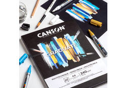 Tekenblok Canson Graduate Mixed Media black paper A4 20vel 240gr