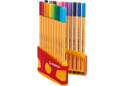 Fineliner STABILO point 88 ColorParade rollerset geel/rood fijn assorti etui à 20 stuks