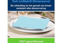 Dinnerservetten Tork LinStyle® 1/4-vouw 1-laags 50st aquablauw 478880
