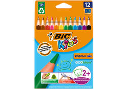Kleurpotloden BicKids Evolution ecolutions triangle assorti etui à 12 stuk
