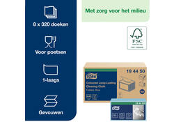 Reinigingsdoek Tork Long Lasting W8 multifunctioneel gevouwen blauw 194450