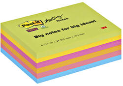 Memoblok Post-it 8645 Super Sticky 203x153mm assorti