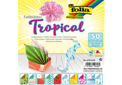 Vouwblaadjes Folia 80gr 15x15cm 50 vel 2-zijdig 10 tropical designs