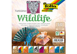 Vouwblaadjes Folia 80gr 15x15cm 50 vel 2-zijdig 10 wildlife designs