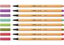 Fineliner STABILO point 88/8 fijn assorti etui à 8 stuks