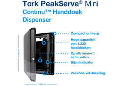 Handdoekdispenser Tork H5 Elevation PeakServe klein zwart 552558