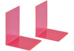 Boekensteun MAUL 10x10x13cm acryl set 2 neon rood transparant