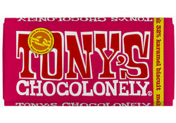 Chocolade Tony's Chocolonely melk karamel biscuit reep 180gr