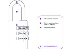 Hangslot Pavo met cijferslot 41x28x12mm