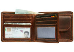 Portemonee Maverick The Original met kleingeldvak RFID leer bruin