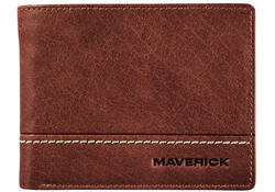 Portemonee Maverick Rough Gear compact met kleingeldvak RFID leer bruin