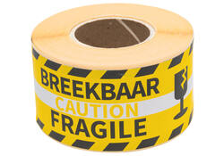 Waarschuwingsetiket Rillprint fragile 46x125mm geel