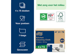 Reinigingsdoek Tork Kitchen Cleaning W4 extra absorberend wit 473179