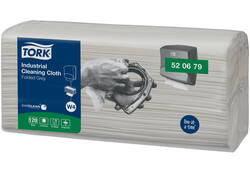 Reinigingsdoek Tork Industrial W4 gevouwen flexibel en zacht 120 vel grijs 520679