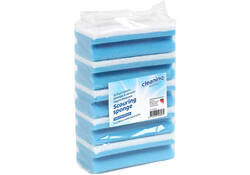 Schuurspons Cleaninq met greep 140x70x42mm blauw/wit 5 stuks
