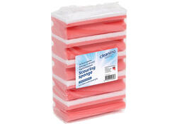 Schuurspons Cleaninq met greep 140x70x42mm rood/wit 5 stuks