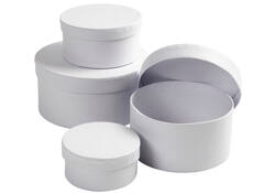 Doos Creativ Company rond 4 stuks Ø 8, 10, 12, 14cm, hoogte 4, 5, 6, 7cm wit