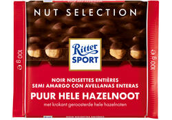 Chocolade Ritter Sport puur-hele hazelnoot 100gr