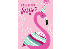 Uitnodiging Flamingo 14x9cm