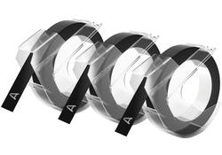Reliëftape Dymo embossing plastic 9mm zwart op wit