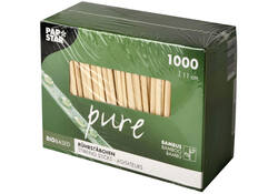 Roerstaafje Papstar 110x3mm bamboe 1000 stuks