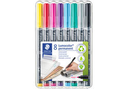 Viltstift Staedtler Lumocolor 317 permanent M set à 8 kleuren