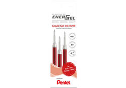 Gelschrijvervulling Pentel LR7 Energel medium rood set à 3 stuks