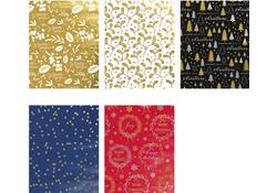 Inpakpapier Kerst metallic 150x70cm assorti