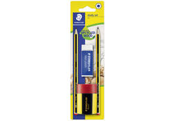 Schrijfset Staedtler inhoud 2 Noris potloden HB en gum en slijper