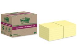 Memoblok Post-it Super Sticky 654 RSS12CY recycled 76x76mm canary yellow 12 stuks