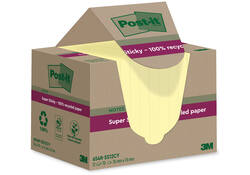 Memoblok Post-it Super Sticky 654 RSS12CY recycled 76x76mm canary yellow 12 stuks