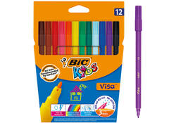 Kleurstift BicKids Visa fijn assorti etui à 12 stuks