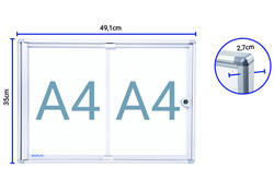 Binnenvitrine wand MAULextraslim whiteboard 2xA4 met slot