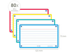 Flashcard Oxford 2.0 75x125mm 80vel 250gr lijn assorti