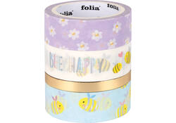 Washi tape Folia hotfoil bees 3x 15mmx5m 1x 10mmx5m