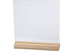 Glasplaat Creativ Company 15.5cmx15.5cm met houten voet