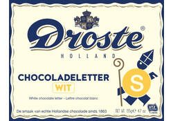 Chocoladeletter Droste wit "S" 135gr