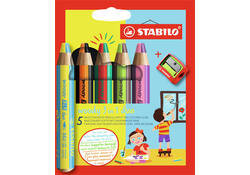 Kleurpotloden STABILO 882 woody 3 in 1 duo inclusief puntenslijper assorti etui 5 à stuks