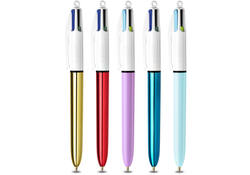 Balpen Bic 4kleuren My Bic medium assorti blik à 5 stuks