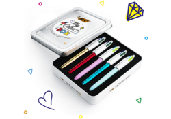Balpen Bic 4kleuren My Bic medium assorti blik à 5 stuks