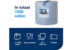 Poetspapier Tork Wiping Plus W1 37cmx510m blauw 130050