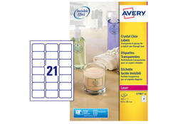 Etiket Avery L7782-25 63.5x38.1mm transparant 525stuks