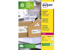 Etiket Avery LR7167-100 199.6x289.1mm recycled wit 100stuks